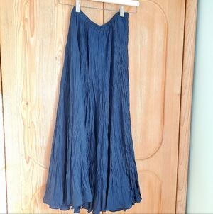 Silk Broomstick Navy Blue Maxi Skirt, Size 10